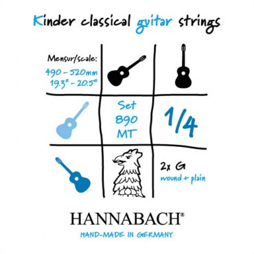 Hannabach cordes de guitare classique série 890 3/4 guitare enfants Mensur 57-61cm Sol3 