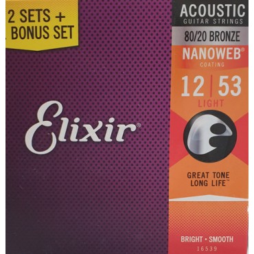 Elixir Acoustic NanoWeb Bronze 16539 light - Pack 3