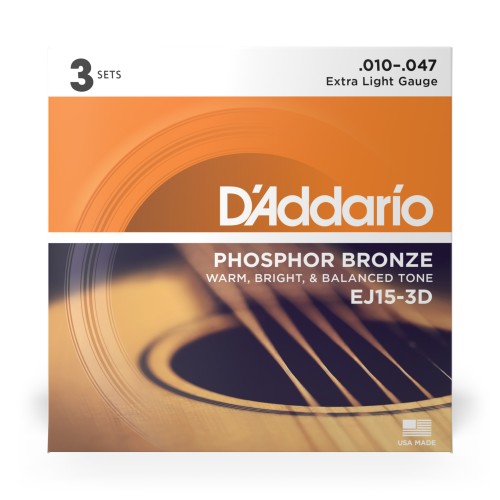 D'Addario EJ15-3D Tension Extra Light – 3 Jeux D'Addario EJ15-3D Tension Extra Light – 3 Jeux
