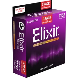 Elixir Acoustic NanoWeb Bronze 16538 custom light - Pack 3