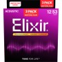 Elixir Nanoweb Phosphor Bronze light 12-53 - Pack 3 jeux